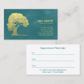 Turquoise Psycholoog Counselor Benoeming Afsprakenkaartje (Voorkant / Achterkant)