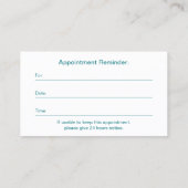 Turquoise Psycholoog Counselor Benoeming Afsprakenkaartje (Achterkant)