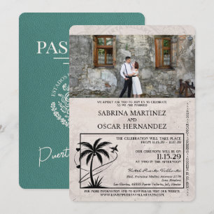 Turquoise Puerta Vallarta Passport bruiloft Kaart