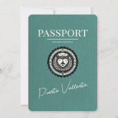 Turquoise Puerta Vallarta Passport Save The Date (Voorkant)