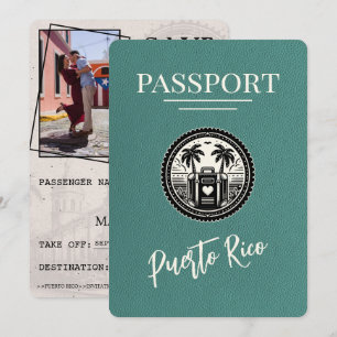Turquoise Puerto Rico Paspoort Save The Date