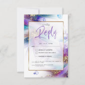 Turquoise Purple Abstrait Choix de repas RSVP (Devant)