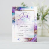 Turquoise Purple Abstrait Choix de repas RSVP (Debout devant)