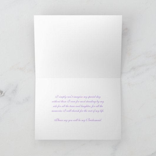 Turquoise Purple Friend Bridesmaid Invitation Card (Intérieur)