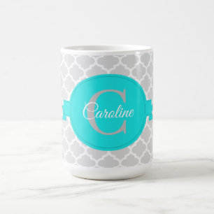 Turquoise Quatrefoil - Aangepaste koffie Mok