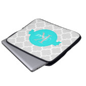 Turquoise Quatrefoil - Aangepaste laptophoes Laptop Sleeve (Voorkant onderkant)