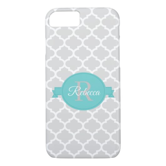 Turquoise Quatrefoil Coque personnalisé coque ipho (Dos)