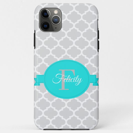 Turquoise Quatrefoil gepersonaliseerd Case-Mate iPhone Case (Achterkant)
