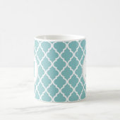 Turquoise Quatrefoil Marocain Monogramme Café Mug (Centre)