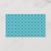 Turquoise Quatrefoil Pattern met Monogram Visitekaartje (Achterkant)