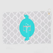 Turquoise Quatrefoil Serviette de golf personnalis (Horizontal)