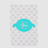 Turquoise Quatrefoil Serviette de golf personnalis (Devant)