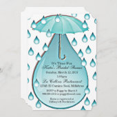 Turquoise Raindrops Invitation de la douche nuptia (Devant / Derrière)