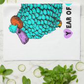 Turquoise Ram chinois Année Zodiac Serviette de cu (Plié)