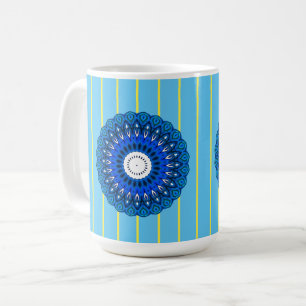 Turquoise rayée et Mug de Mandala bleu