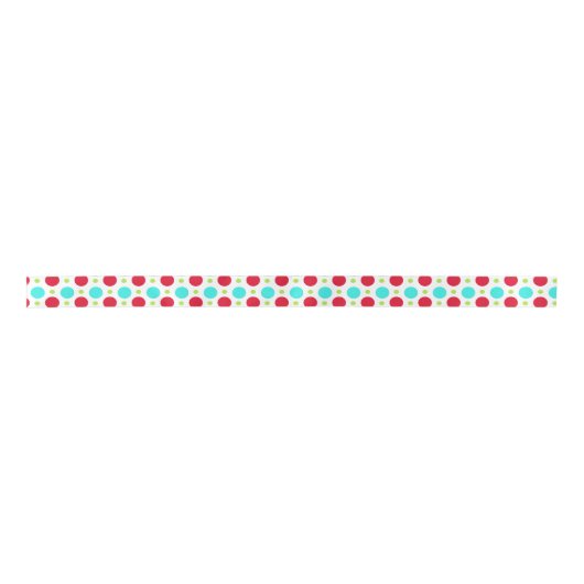 Turquoise Red en Green Polka Dot Ribbon Lint (Voorkant)