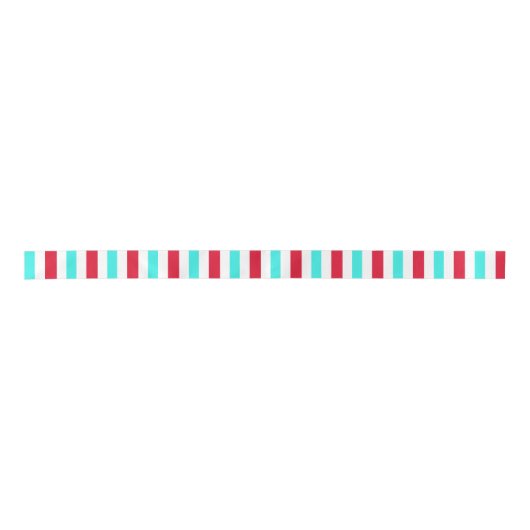 Turquoise Red en White Striped Ribbon Lint (Voorkant)