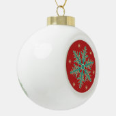 Turquoise Red Gold Kerstmis Snowflake Keramische Bal Ornament (Links)