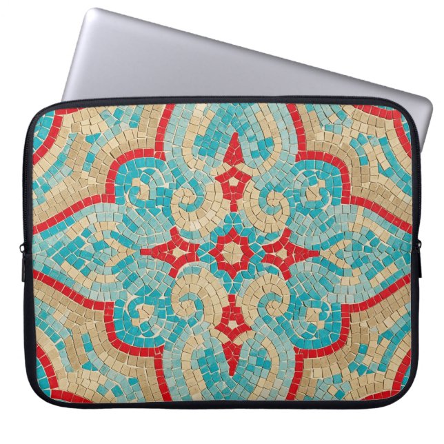 turquoise red laptop sleeve (Voorkant)