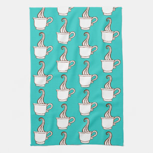 Turquoise Retro Coffee Diner Keukenhanddoek Cadeau