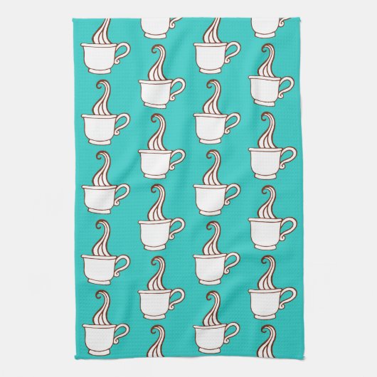 Turquoise Retro Coffee Diner Kitchen Towel Gift Theedoek (Verticaal)