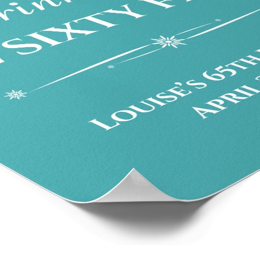 Turquoise Retro Eet Drink Vijfenzestig 65ste Verja Poster (Hoek)