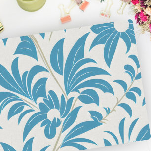 Turquoise  Retro Mid Century Bold Floral Tissuepapier