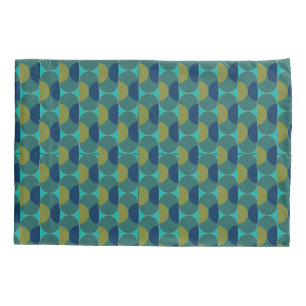 Turquoise Retro Ovals en Semi-Circles Kussensloop