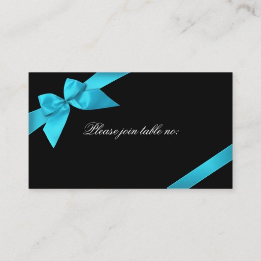 Turquoise Ribbon Guest Table Place Card Plaatskaartje (Voorkant)