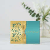 TURQUOISE RIBBON IMPRIMÉ, Carte de réponse Gold Fl (Debout devant)