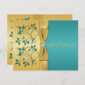 TURQUOISE RIBBON IMPRIMÉ, Carte de réponse Gold Fl (Devant / Derrière)
