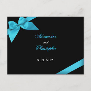 Turquoise Ribbon RSVP Uitnodiging Briefkaart