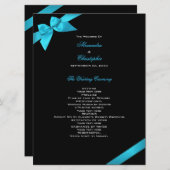 Turquoise Ribbon Wedding Programme Programma (Voorkant / Achterkant)