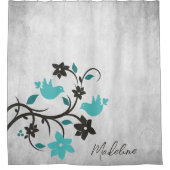 Turquoise rideau de douche Lovebirds (Devant)