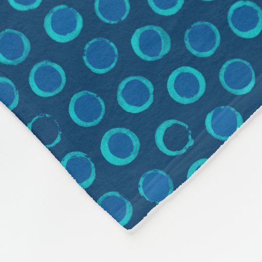 Turquoise Rings Blue Stippen Pattern Fleece Blanke (Hoek)