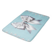Turquoise Robin's Egg Blue Big White Bow Bridal Badmat (Gekanteld)