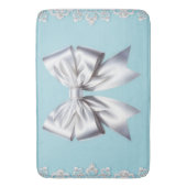Turquoise Robin's Egg Blue Big White Bow Bridal Badmat (Voorkant Verticaal)
