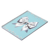 Turquoise Robin's Egg Blue Big White Bow Bridal Notitieboek (Linkerzijde)
