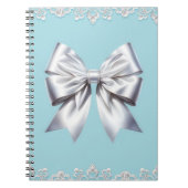 Turquoise Robin's Egg Blue Big White Bow Bridal Notitieboek (Voorkant)