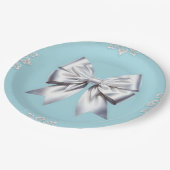 Turquoise Robin's Egg Blue Big White Bow Bridal Papieren Bordje (Gekanteld)