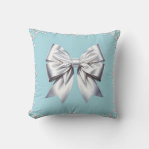 Turquoise Robins Ei Blauw Grote Witte Strik Bruids Kussen