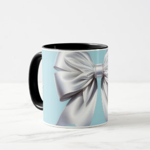 Turquoise Robins Ei Blauw Grote Witte Strik Bruids Mok