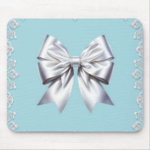 Turquoise Robins Ei Blauw Grote Witte Strik Bruids Muismat