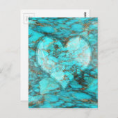 Turquoise Rock Heart Briefkaart (Voorkant / Achterkant)