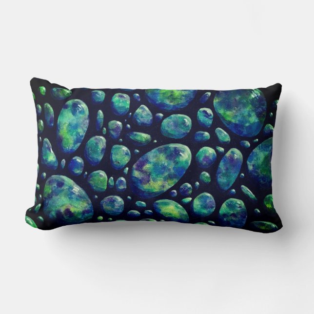 Turquoise Rocks in Space Original Artwork Kussen (Voorkant)