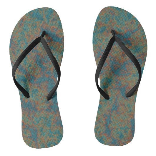 Turquoise Roest Abstract Teenslippers (Voetbed)