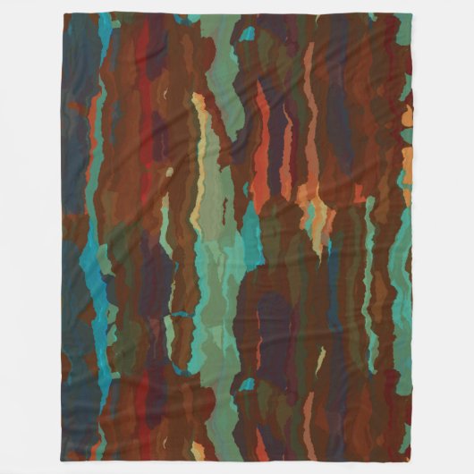 Turquoise, Roest en Blauw Abstract Fleece Deken (Voorkant)