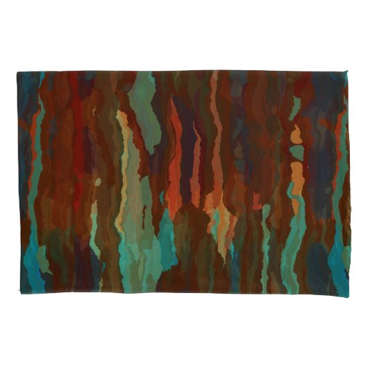 Turquoise, Roest en Blauw Abstract Kussensloop (Voorkant)