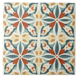 Turquoise, Roest en Geel Tegeltje
