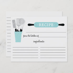 Turquoise Rolling Pin Kitchen Tools Recipcard